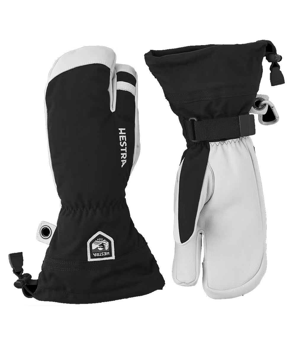 Junior Army Leather Heli 3-finger Skihandske - Børn - Black main image 0
