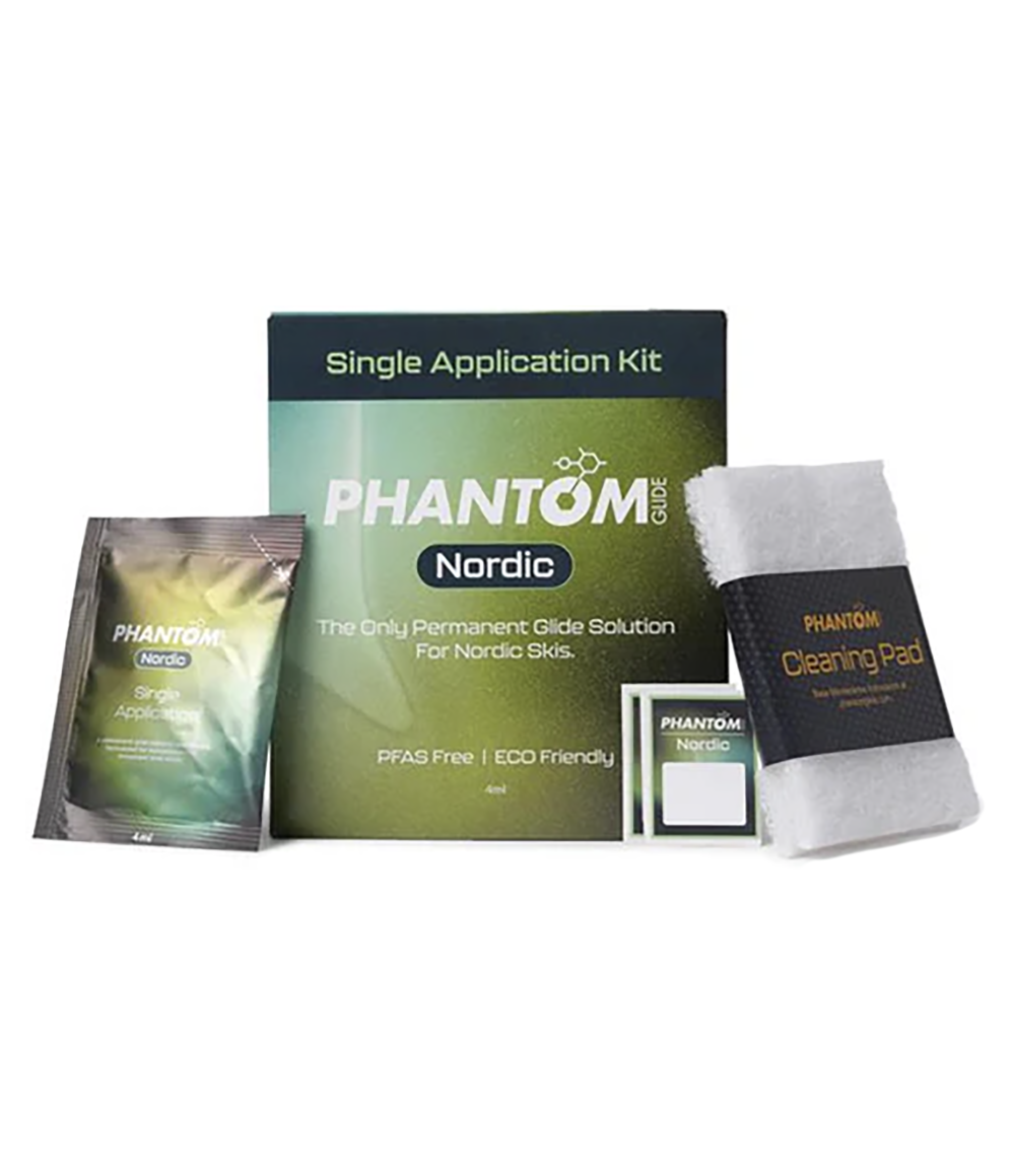 PHANTOM Nordic single application kit with packaging, applicator, and cleaning pad on a white background.